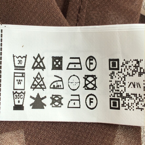 NWT. Zara Brown/Cream Printed Satin Effect Midi Dress with Ruffles. Size XXL. - Picture 12 of 12